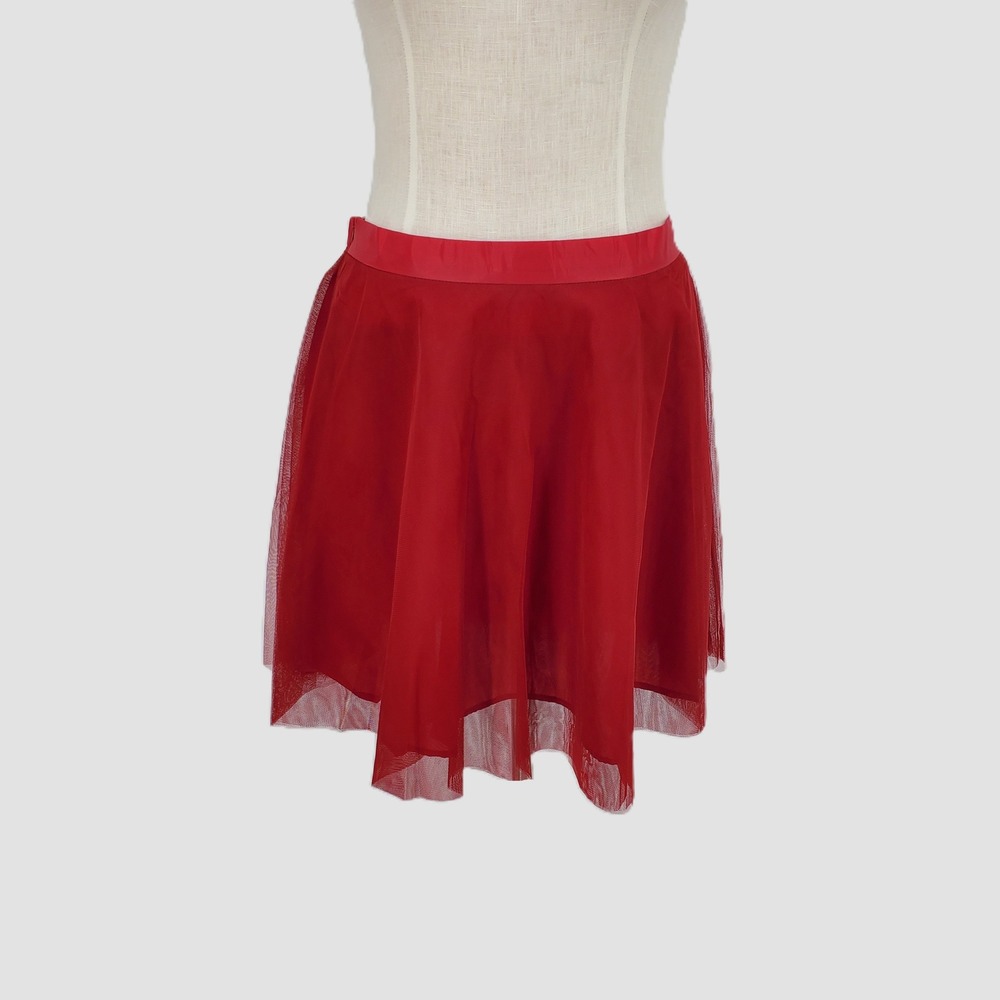 Tulip B Womens XL Red A-Line Tulle Overlay Mini Skirt Zipper Party Coquette New